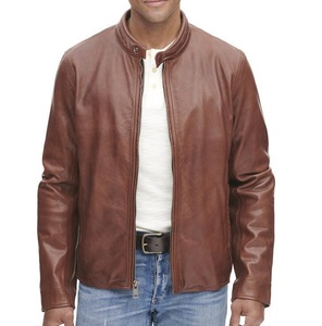 Chaqueta de Cuero Marrón Clásica para Motociclistas, Suave, Transpirable, Impermeable, de Secado Rápido, Ajuste Cómodo, Mangas Completas, Cierre Frontal, para Invierno - Product Image 2