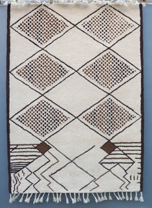 Alfombras de área de lana marroquí hechas a mano con patrón geométrico Alfombras anudadas a mano con respaldo de látex - Product Image 2