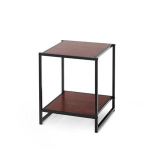 Modern Farmhouse Brown Wooden & Iron Coffee <b>Side</b> <b>Table</b> Snack End <b>Table</b> <b>Sofa</b> Tray Feature Decorative Living Room Bedroom Home Use - Product Image 1