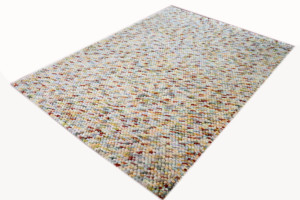 Tapis tissé en laine shaggy beige moderne de luxe fait à la main, technique de coupe de poils indienne, doux, de haute qualité, couvre-sol de prière pour adolescents - Product Image 3