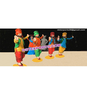 Punjabi Sardar Danse Statue Grande Fiber Punjabi Bhangra Statues Punjabi Culture Fiber Statues - Product Image 1