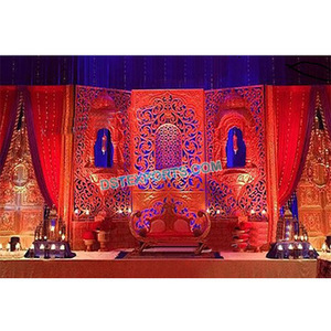 Fibra de tallado Jharokha moderno Panel buscando boda escenario de Bollywood boda escenario marco - Product Image 1