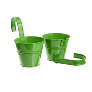 Jardinière verte en métal galvanisé avec crochet - Product Image 1
