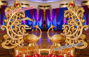 Estatua de pavo real en pilares para entrada de boda, estatua de fibra para pasarela - Product Image 2