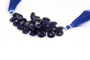 Cuentas de Briolette con forma de corazón, 1 hebra, primera calidad, sodalita Natural, piedras preciosas para fabricación de joyas, venta al por mayor - Product Image 3