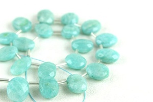 Piedra preciosa de amazonita natural al por mayor, cuentas sueltas, joyería popular, piedra ovalada facetada, estilo de colección Briolette - Product Image 3