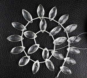Top qualité beau brin naturel clair Quartz pierre précieuse à facettes Marquise forme Briolette perles faisant des bijoux - Product Image 5