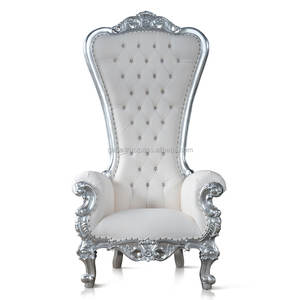 Throne Queen-silla de madera de caoba, talla sólida, Color plateado - Product Image 2