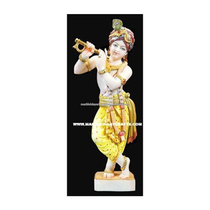 Statue de Krishna debout en marbre blanc de Makrana - Product Image 1