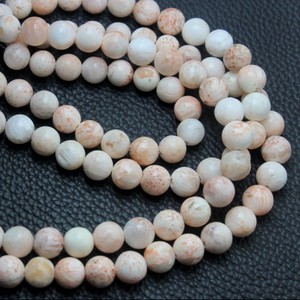 ลูกปัดสโคเลไซต์ธรรมชาติทรงกลมเรียบ คุณภาพดี - Product Image 1