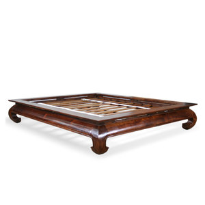 Letto basso in legno di Teak massiccio con Design etnico classico mobili per la casa in colore marrone - Product Image 1