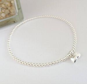 Made Just for You Bridal Stretch Sterling Silver <b>Anklet</b>, Beaded Ankle <b>Bracelet</b> - Product Image 1
