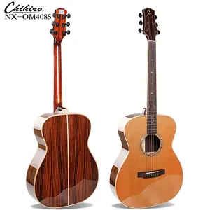 Miglior prezzo all'ingrosso OM body solid cedar top palissandro back mogano neck maple binding chitarra acustica elettrica da 40 pollici con EQ