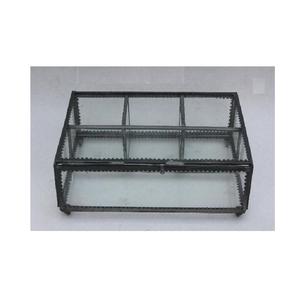 Boîte en verre et métal de haute qualité avec raccords en laiton dans une boîte à bijoux de finition antique pour femme et filles organisateur de boîte à bijoux - Product Image 4