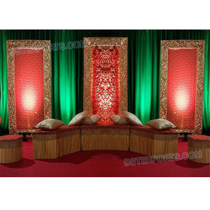 Mehandi-Marco de Panel para decoración de escenario, paneles cuadrados dorados para telón de fondo de boda, fabricante de paneles de fondo de boda - Product Image 1