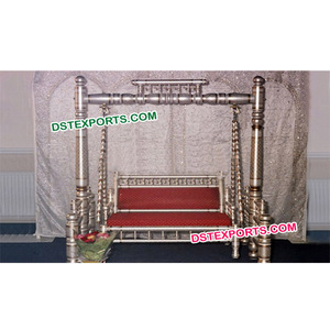Columpio de plata para boda india, Columpio de metal plateado - Product Image 1