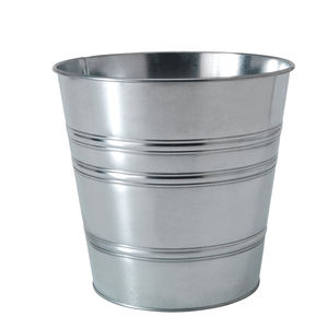 Pot de fleur en métal argenté galvanisé - Product Image 1