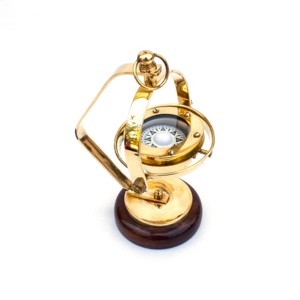 Brújula Náutica de Latón con Dial Giratorio de Plástico Blanco, Brújula de Escritorio Marina - Product Image 1