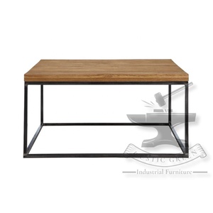 Mesa de centro de madera y hierro rectangular clásica vintage muebles para el hogar de diseño moderno con función extensible - Product Image 5