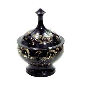 Quemador de incienso grabado negro y difusor de aromaterapia Elegante soporte de incienso - Product Image 1