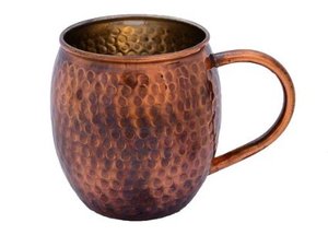 Set of 4 Pcs <b>Copper</b> Mug Hammered Finished With Brass <b>Handle</b> for Cold Drink Beer Drinking Kitchen Bar and Restaurants Use - Product Image 5