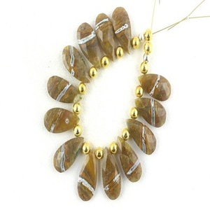 Image naturelle jaspe pierre précieuse à facettes en forme de poire perles de Briolette fabrication de collier DIY bébé pendentif vente en gros - Product Image 6