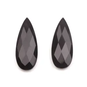 Hochwertige hoch polnische 10x25mm facettierte Teardrop natürliche schwarze Onyx Brio lette Edelstein Schmuck Herstellung loser Stein Hersteller