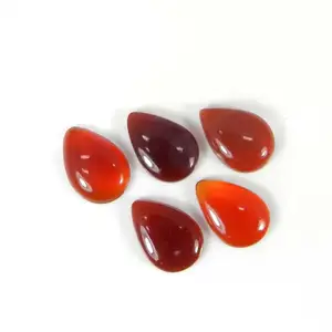 5 Pcs Merah Onyx 13X9Mm Pear Cabochon 13.45cts Batu Permata Longgar