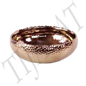 Elegante cuenco martillado para servir ensaladas, cuenco para mezclar, juegos de aperitivos, cobre pulido para la cocina del hogar y la vajilla - Product Image 5