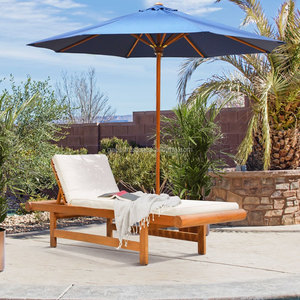 Revivo Premium Bois de Teck Massif Pliable Moderne Extérieur Relaxation Meubles Couleur Naturelle Chaise Longue - Product Image 1