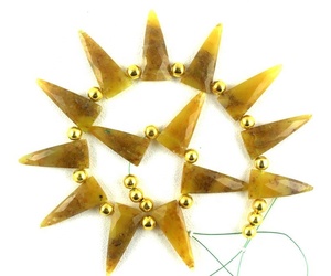 Cuentas de Briolette de GEMA de ágata amarilla Natural, forma de triángulo facetado, para fabricación de joyas, piedra barata, venta al por mayor - Product Image 2