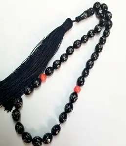 Tasbih Manik-manik Karang Hitam Asli 100%, Manik-manik Doa Islam Desain Terbaru Kustom