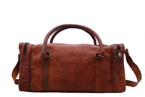 Sac de voyage week-end en cuir véritable fait main, imperméable, léger, marron pour homme - Sac de voyage multifonctionnel - Product Image 3