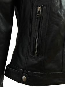 แจ็กเก็ตหนังนิ่มสำหรับผู้หญิง, แจ๊กเก็ตทรงสลิมฟิตลำลองน้ำหนักเบาสวมใส่สบายเหมาะสำหรับใส่ในชีวิตประจำวัน - Product Image 6