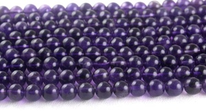 Pierre précieuse d'améthyste violette naturelle de bonne qualité 1 brin faisant des bijoux faits à la main perles rondes lisses en gros - Product Image 4