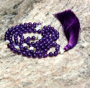 อเมทิสต์หินคริสตัล Mala 108ทรงกลม8มม.,สร้อยคอประคำจิตวิญญาณหินคริสตัลบำบัด - Product Image 5