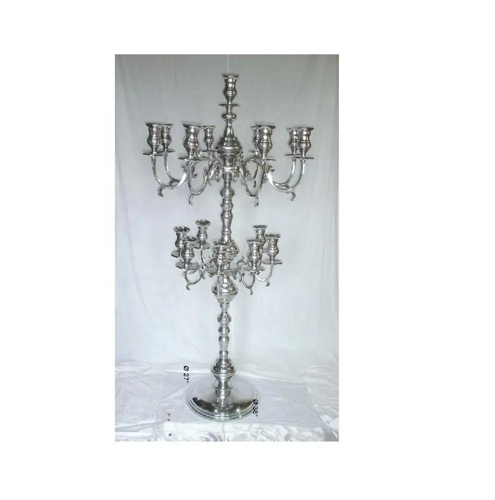 Candelabro alto nichelato/lucido lucido/alluminio/pavimento in ottone doppio candelabro stile moderno