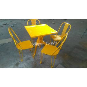 ชุดเก้าอี้โลหะสีเหลืองสำหรับวางกลางโต๊ะแนวโบราณแบบทันสมัยสำหรับห้องครัวในบ้านห้องนอนหรือกลางแจ้งเฟอร์นิเจอร์รับประทานอาหารสไตล์เรียบง่าย - Product Image 1