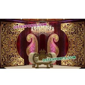 Cadres arrière de mariage asiatique de Style C doré, Fiber de verre, panneau d'arrière-plan pour mariage, décoration, dernière collection - Product Image 1