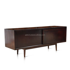 Aparador de Madera de Teca de Diseño Industrial Moderno Hecho a Mano en Bali, Color Oscuro, Metal, Dormitorio, Hotel, Casa de Campo, Muebles para el Hogar - Product Image 1