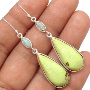 2025 New Arrival Coolest Long Pear Shape Gemstone <b>Dangle</b> <b>Earrings</b> 925 Sterling Silver Ethpion Opal Stone <b>Earrings</b> Jewelry ODM - Product Image 1