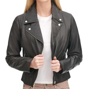 Chaqueta de cuero para mujer de otoño e invierno, fábrica personalizada, 100 por ciento, cuero de oveja, poliéster, moda, ropa para mujer - Product Image 2