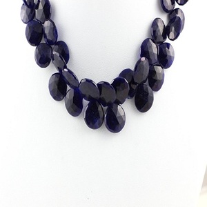 Cuentas de Briolette con forma de corazón, 1 hebra, primera calidad, sodalita Natural, piedras preciosas para fabricación de joyas, venta al por mayor - Product Image 1