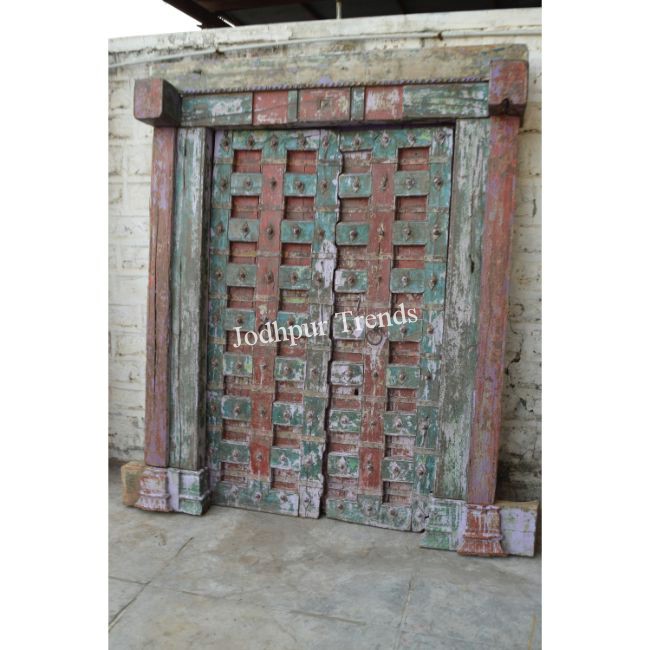 Portes en bois ancien sculptées à la main, 1 pièce, origine Jodhpur indien