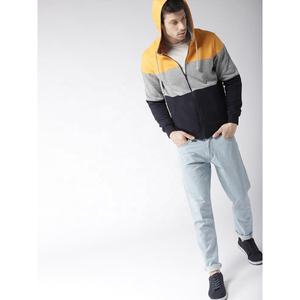 <b>Men's</b> Mustard <b>Yellow</b> & Navy Colorblocked Hooded Sweatshirt 100% Cotton Material - Product Image 5