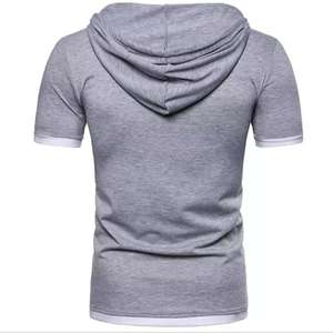 เสื้อมีฮู้ดแขนสั้นสำหรับผู้ชาย,เสื้อสเวตเตอร์แบบสวมศีรษะมีฮู้ดทรงไฮสตรีทพิมพ์ลายโลโก้แบบกำหนดเองฤดูใบไม้ร่วงไซส์ใหญ่พิเศษ - Product Image 2