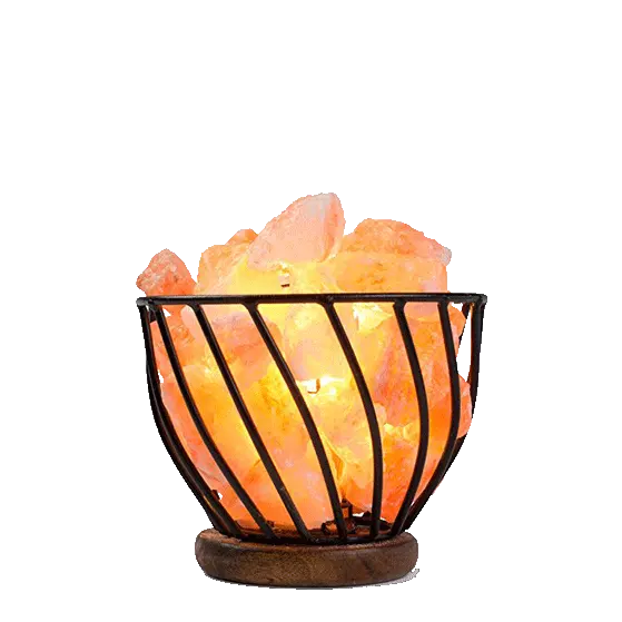 Dimmable Basket Himalayan Wrought Iron Baskets With Chunks, CRYSTAL DECOR Natural Himalayan Salt Lamp with Salt Chunks