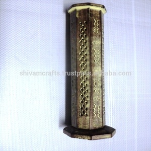 Brûleurs de bâtons d'encens de modèle de tour carrée sculptée en bois de manguier pour la vente en gros de parfum d'intérieur d'Inde - Product Image 2