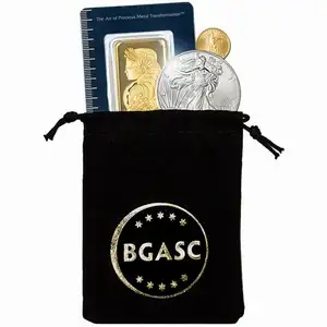 Bolsa de veludo para moedas, bolsa de veludo com cordão promocional