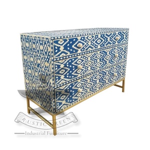 Commode polyvalente en os et incrustations avec cadre doré pour chambre à coucher, salon, cuisine, hôtel, salle à manger, maison et bureau - Product Image 1